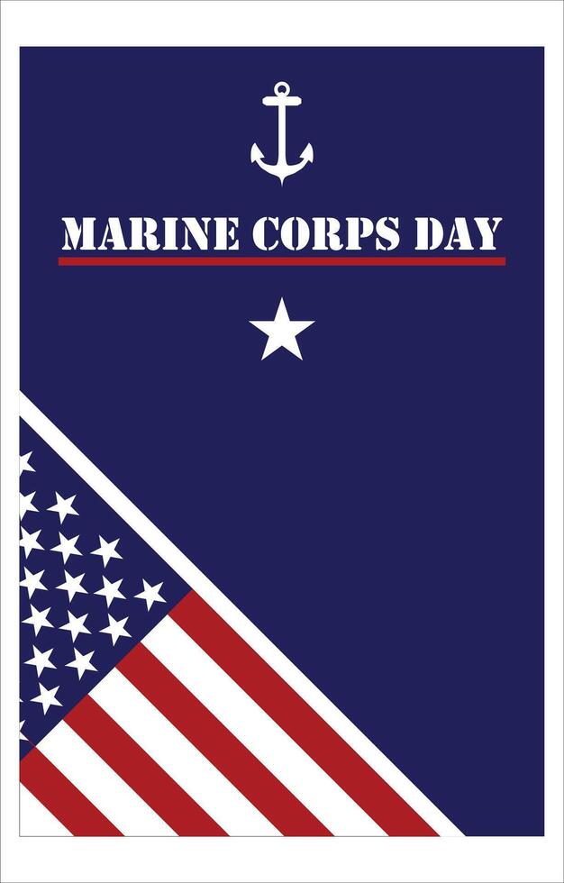 design template for marine corps day with anchor, flag and star vector