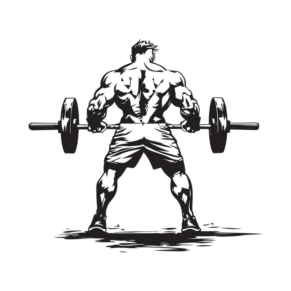 Silhouette Man lifting weights stock image isolated on white background vector