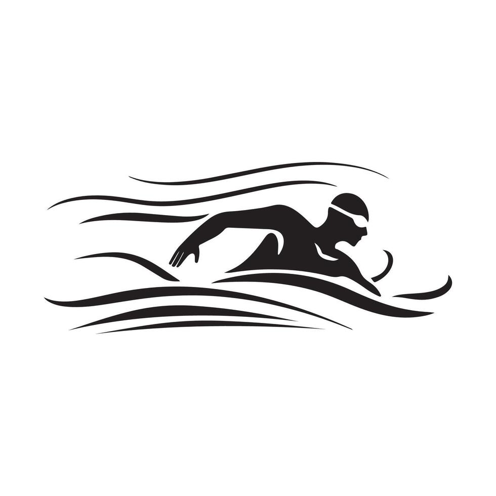 Swimming Icon Silhouette Stock image on white background. vector