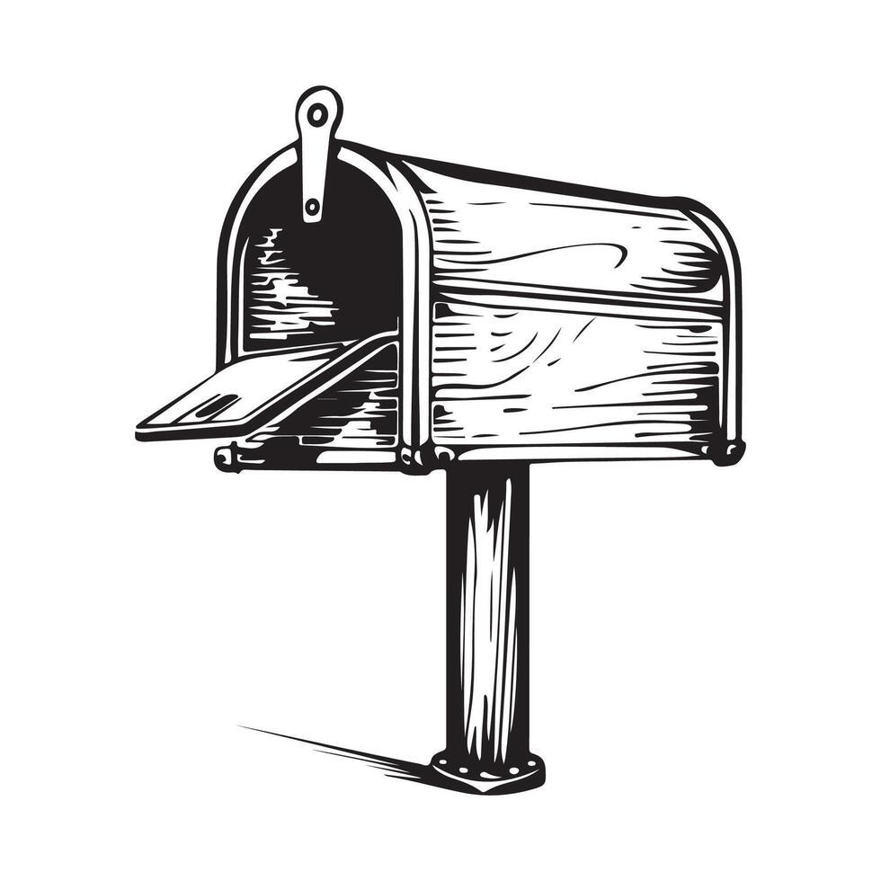 Old Wooden Mailbox Standing stock image on white background. vector