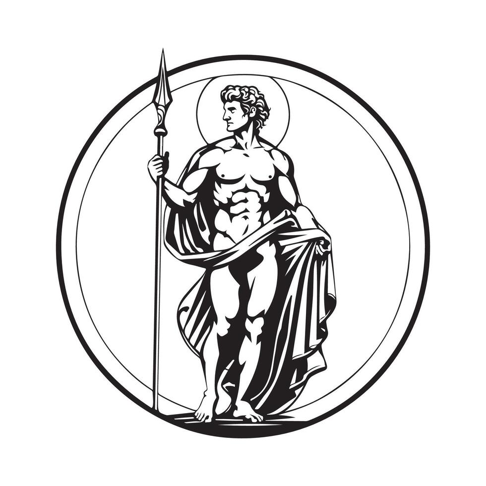 Apollo Greek God Drawings Stock Illustrations, vector