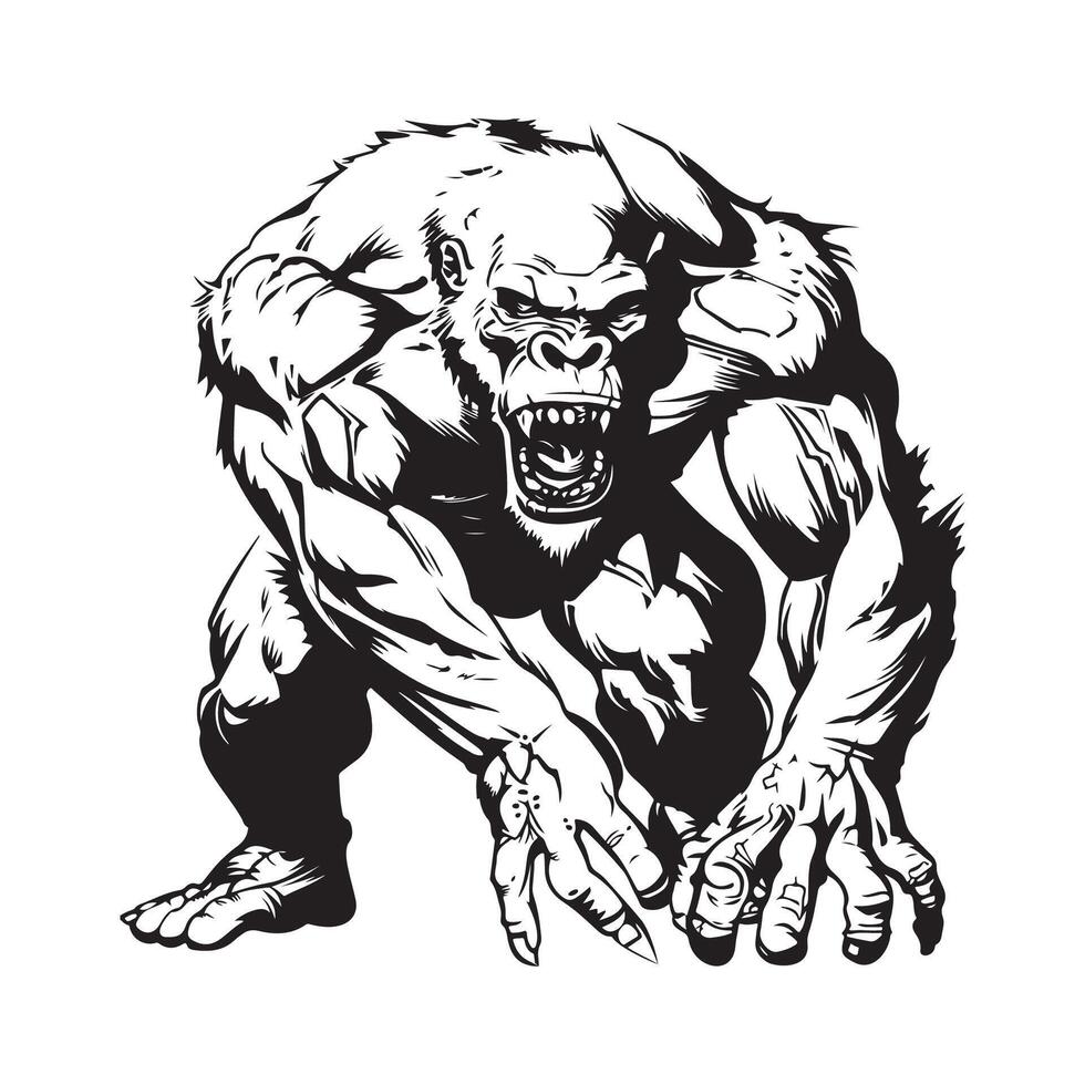 Angry Gorilla isolated on a white background vector