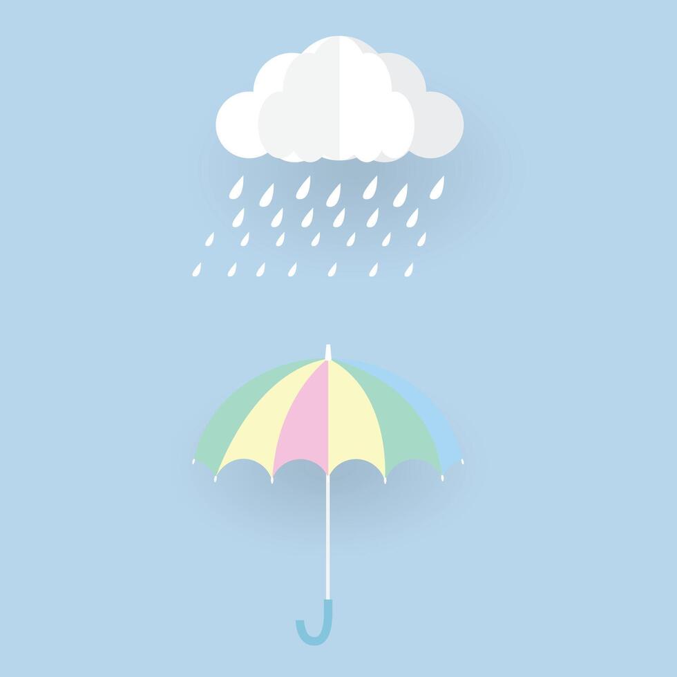 Rain drops with umbrella, clouds and strom , Rainy Days vector