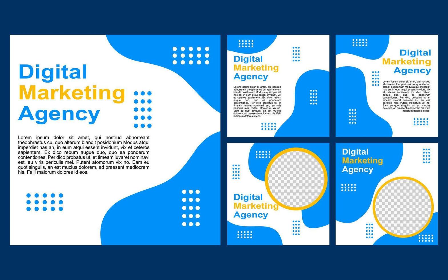social media template design with blue and white color for promotion. vector