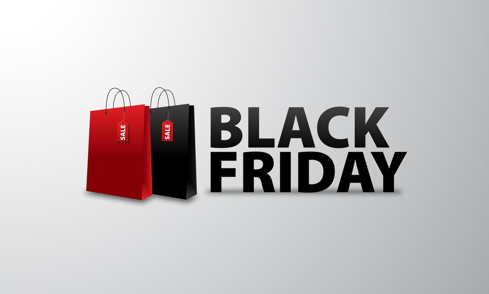 Black Friday Banner With Black And Red Shopping Bag on Gray Background vector
