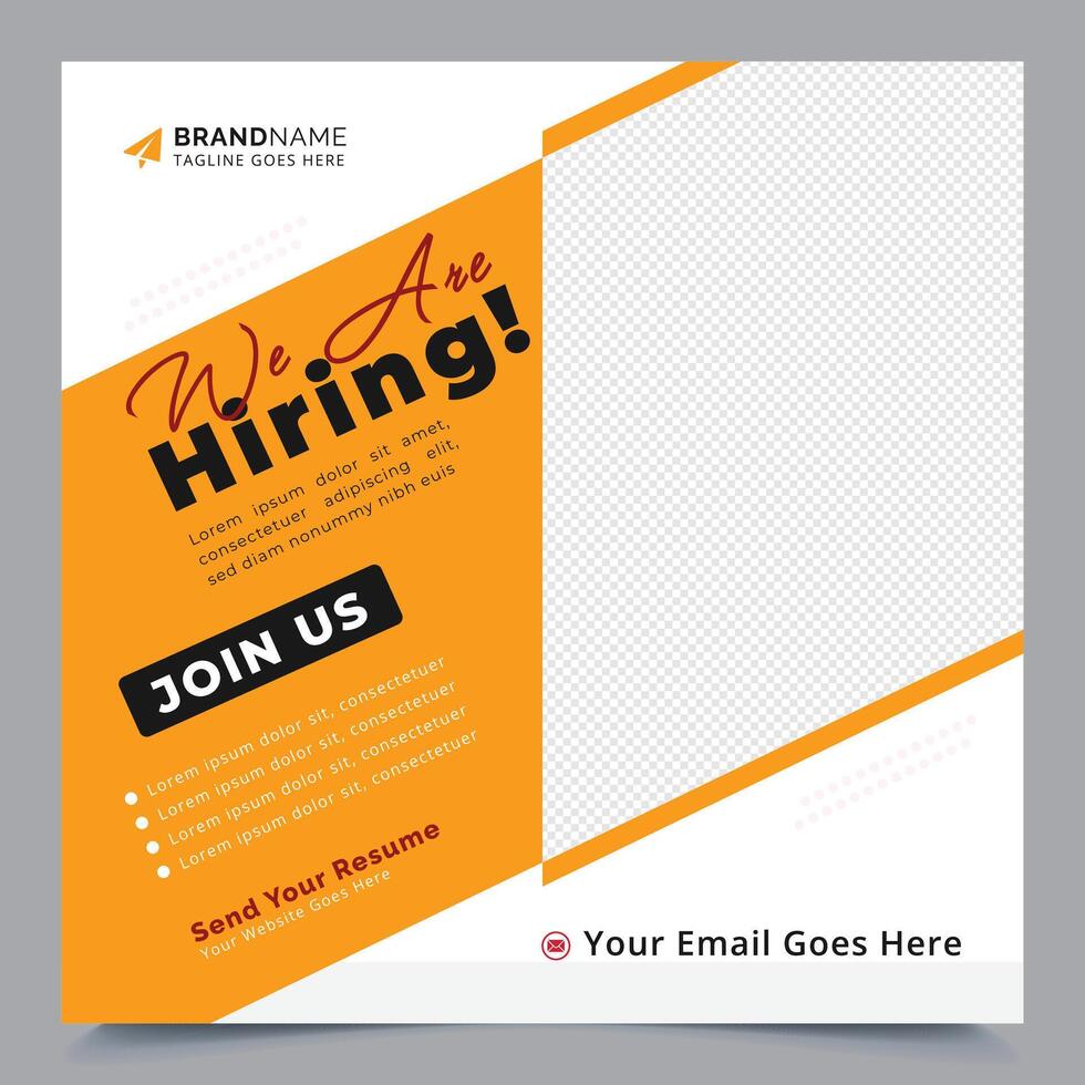 We are hiring job vacancy square social media post template vector