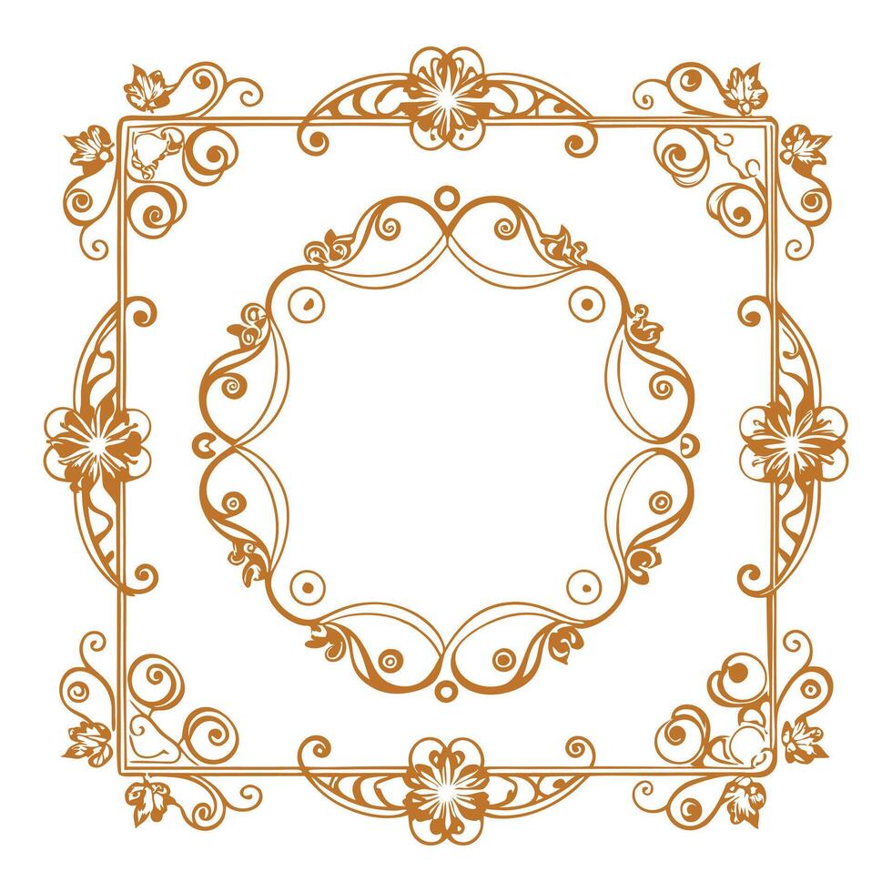 A gold frame with a design that says the name on it. vector