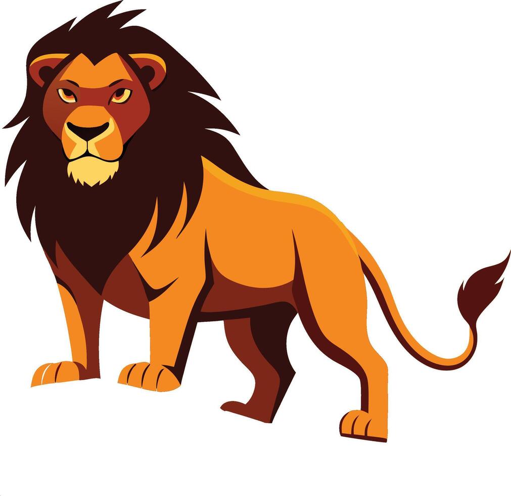 Lion illustration, standing possition vector