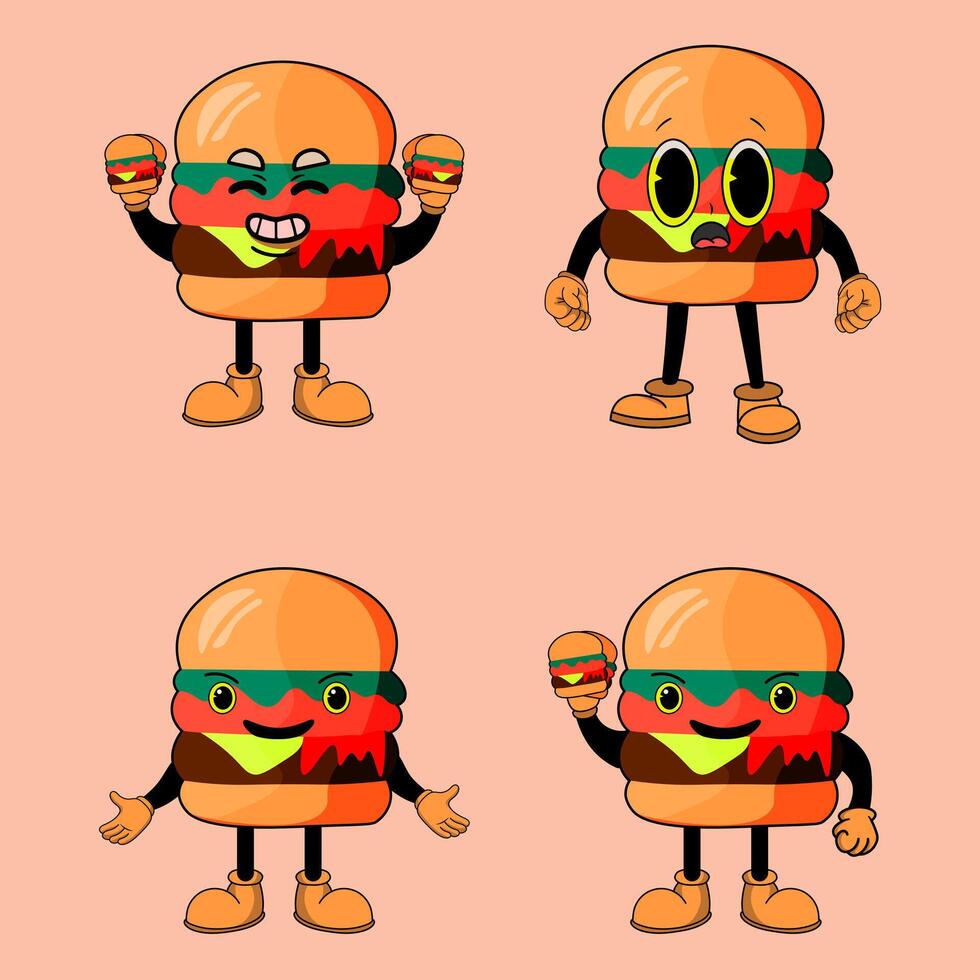 Burger Emotions A Expressive Character Set vector