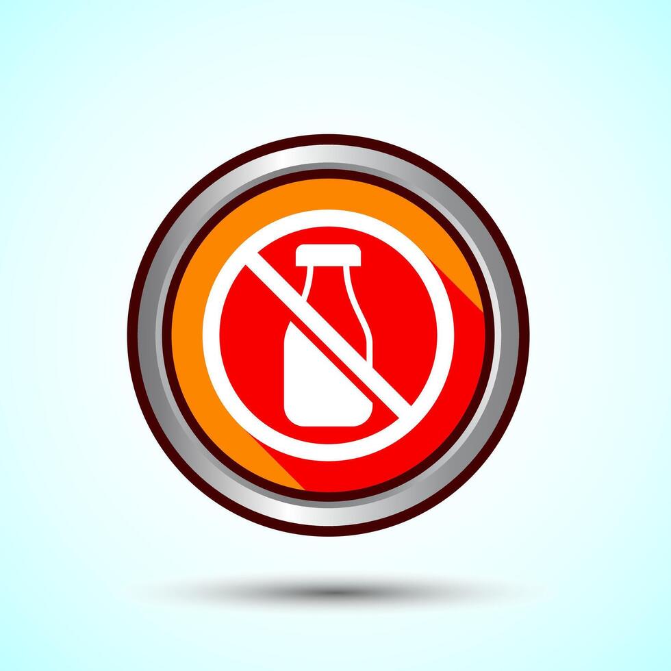 Lactose Free Icon Design Illustration, Healthy Food Concept, Orange Shadow Button Design vector