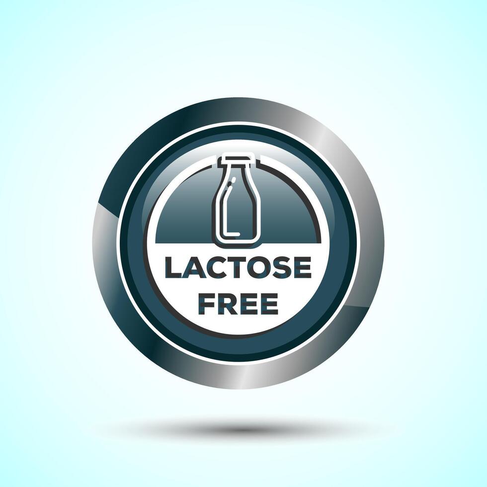 Lactose Free Icon Design Illustration, Healthy Food Concept, Gray Color Round Button Design vector