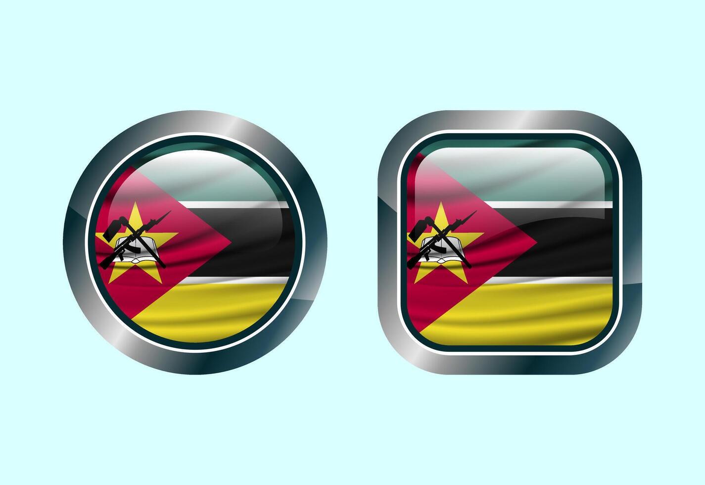 Glossy flag button of Mozambique, High quality web button design vector