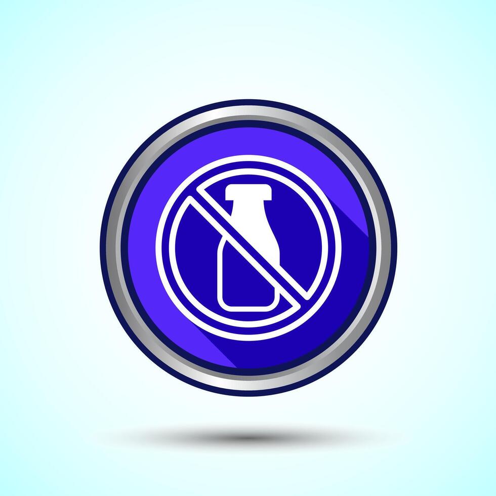 Lactose Free Icon Design Illustration, Healthy Food Concept, Blue Shadow Button Design vector