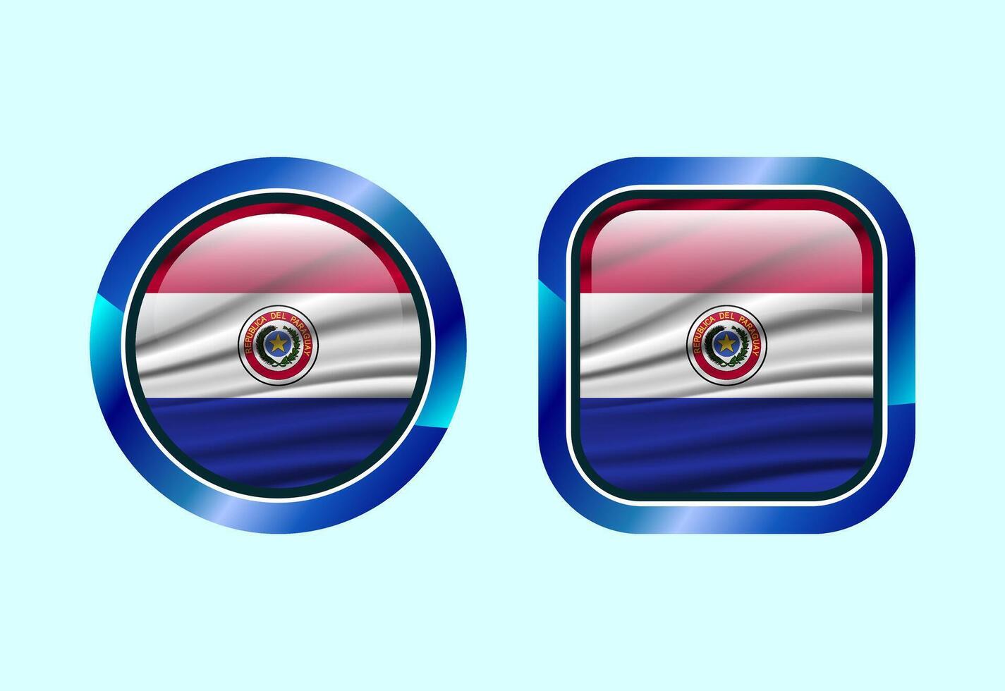 Glossy flag button of Paraguay, High quality web button design vector