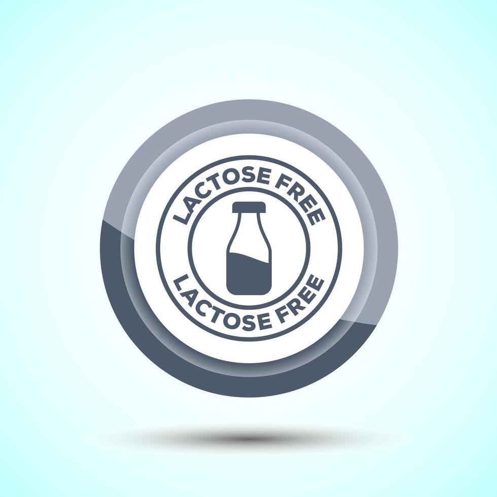 Lactose Free Icon Design Illustration, Healthy Food Concept, Gray Color Button Design vector