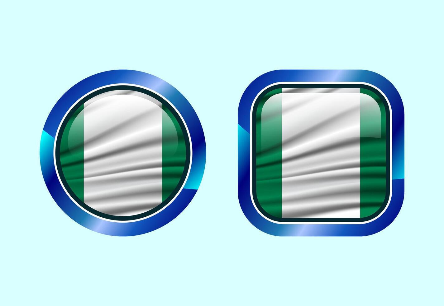 Glossy flag button of Nigeria, High quality web button design vector