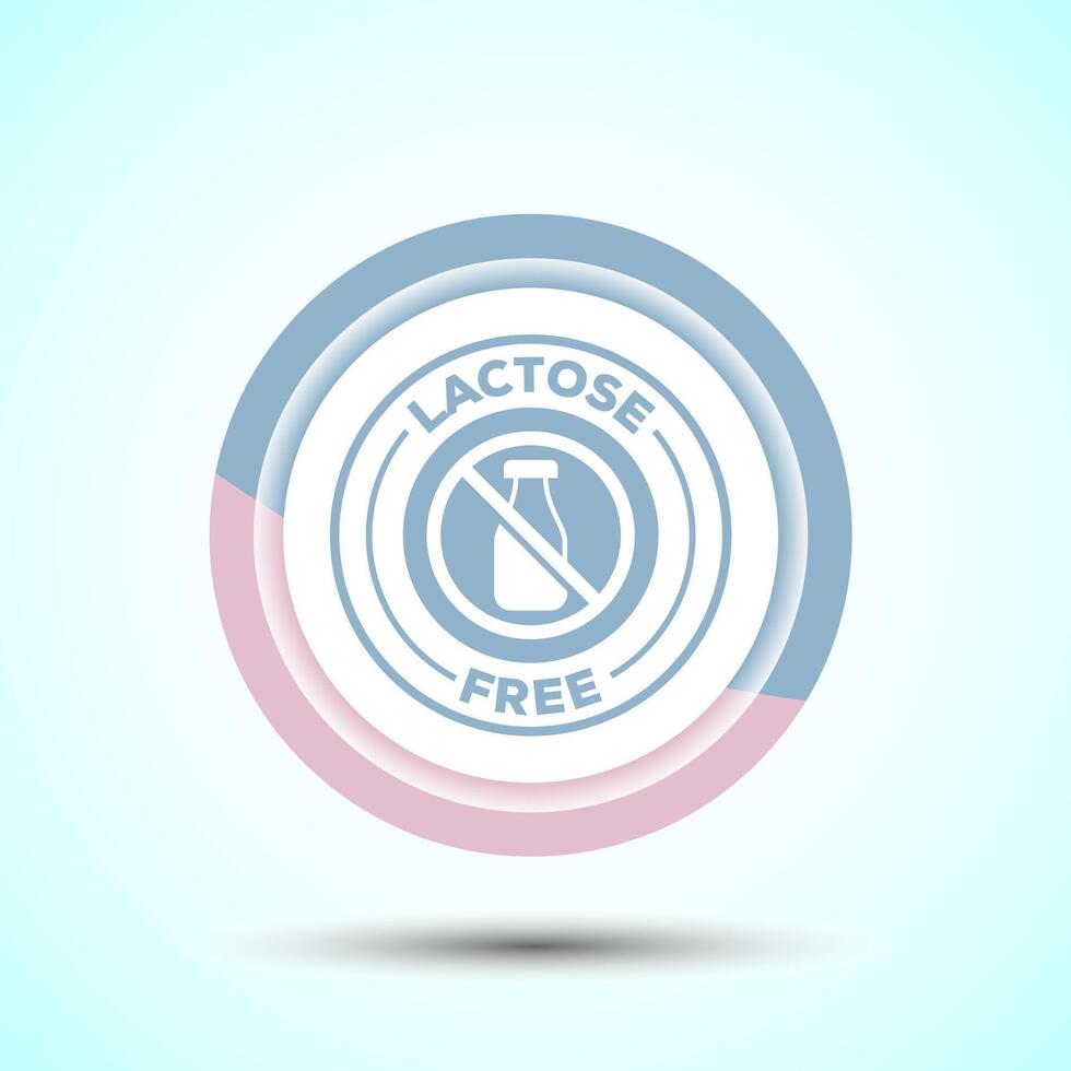 Lactose Free Icon Design Illustration, Healthy Food Concept, Pastel Color Button Design vector