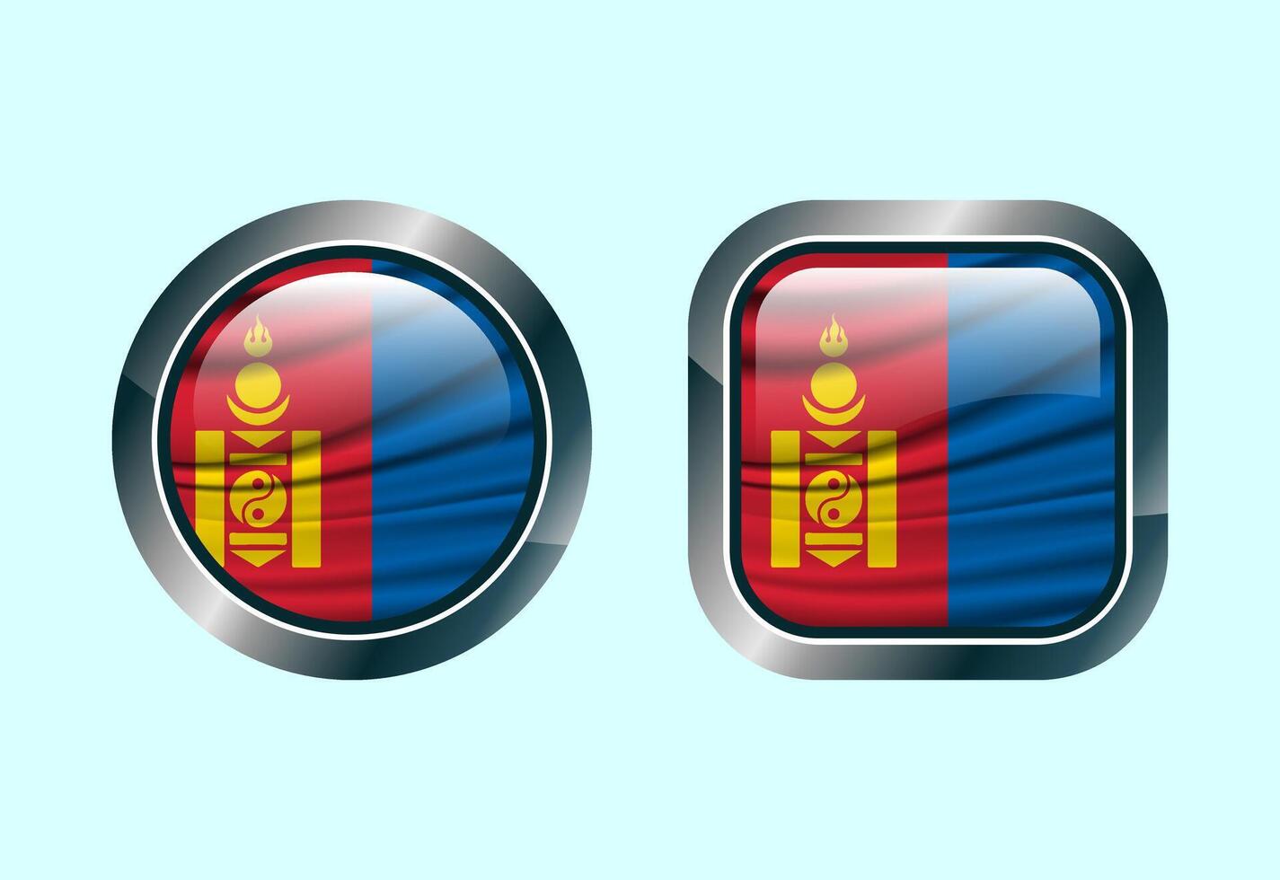 Glossy flag button of Mongolia, High quality web button design vector