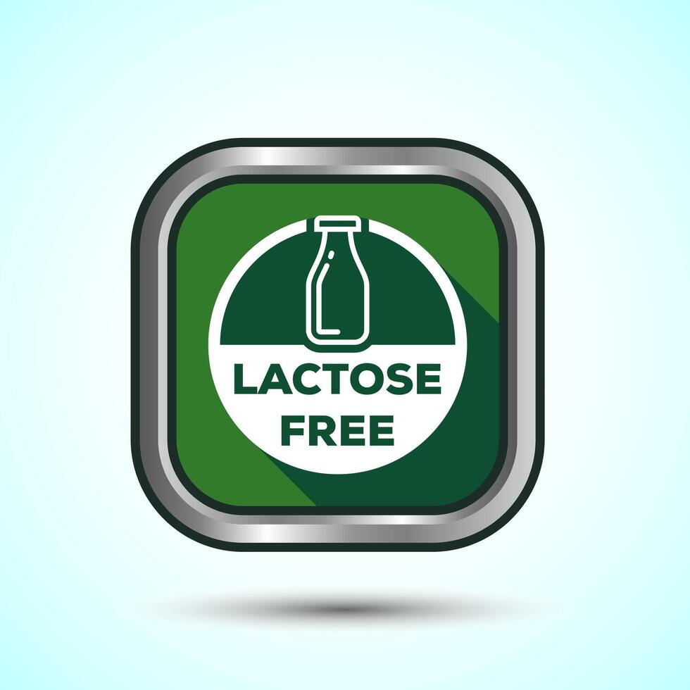 Lactose Free Icon Design Illustration, Healthy Food Concept, Green Shadow Button Design vector