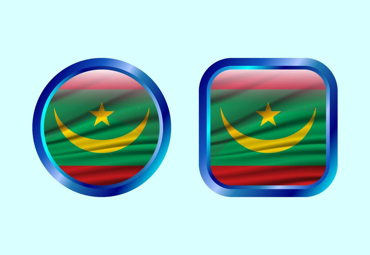 Glossy flag button of Mauritania, High quality web button design vector
