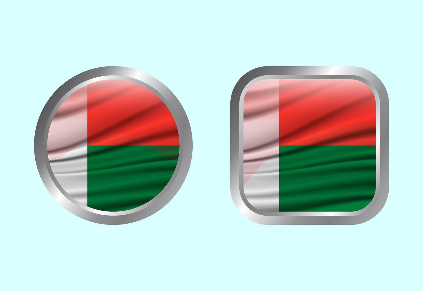Glossy flag button of Madagascar, High quality web button design vector