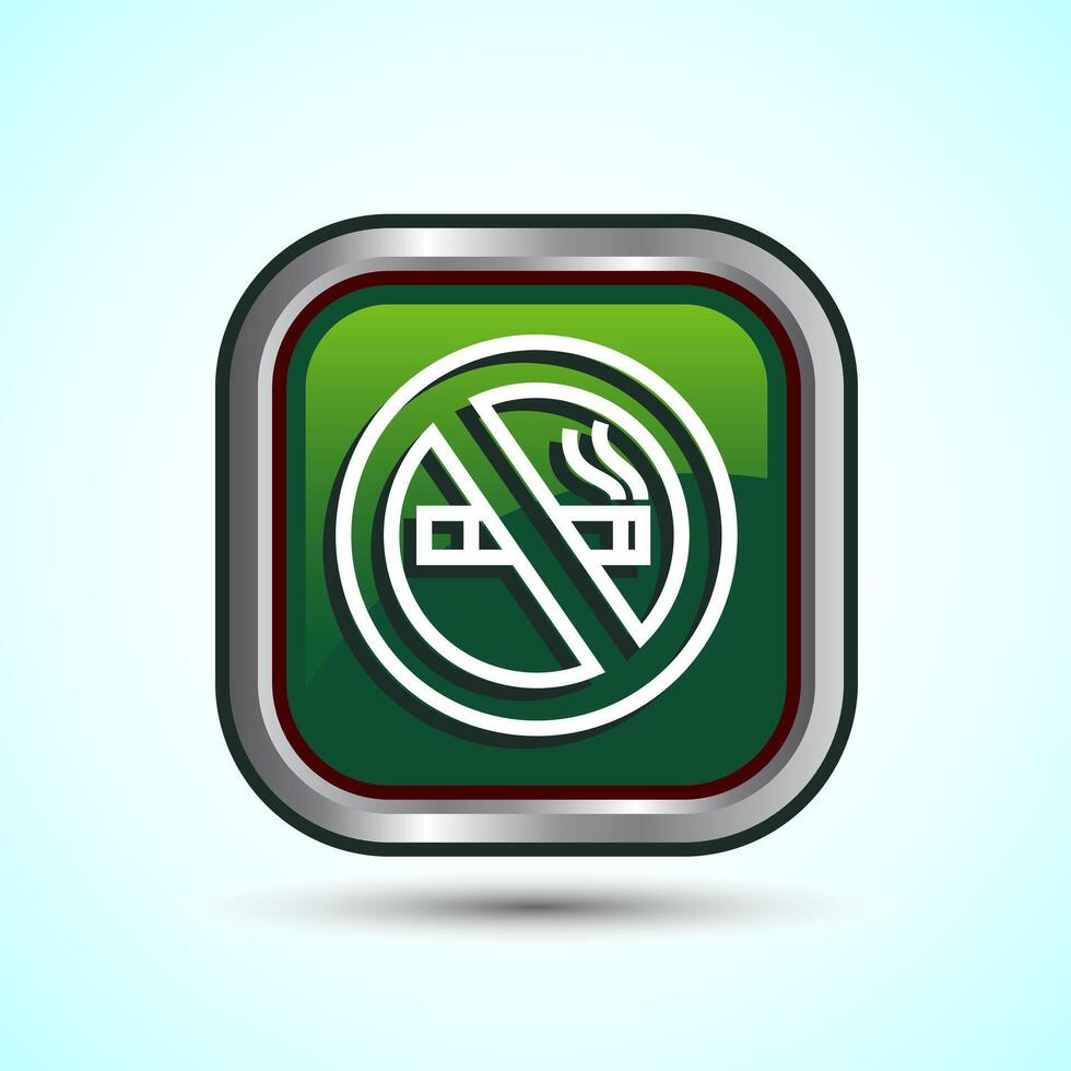 No Smoking Sign Icon Design Illustration, Icon For Apps and Websites, Green Color Square Button Design vector
