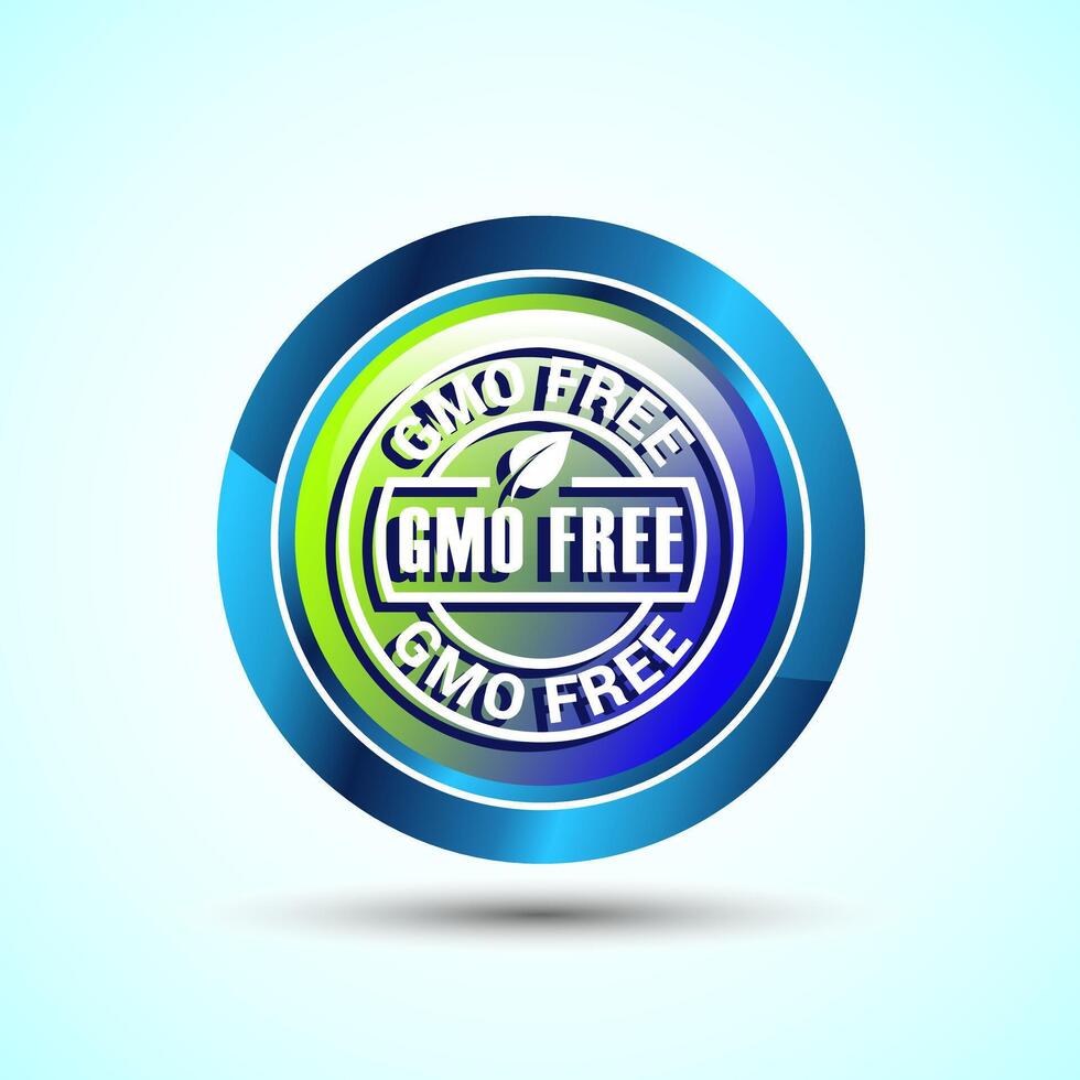 GMO Free Product Icon Design Illustration, Icon For Web and mobile application, Glossy Round Button Design vector