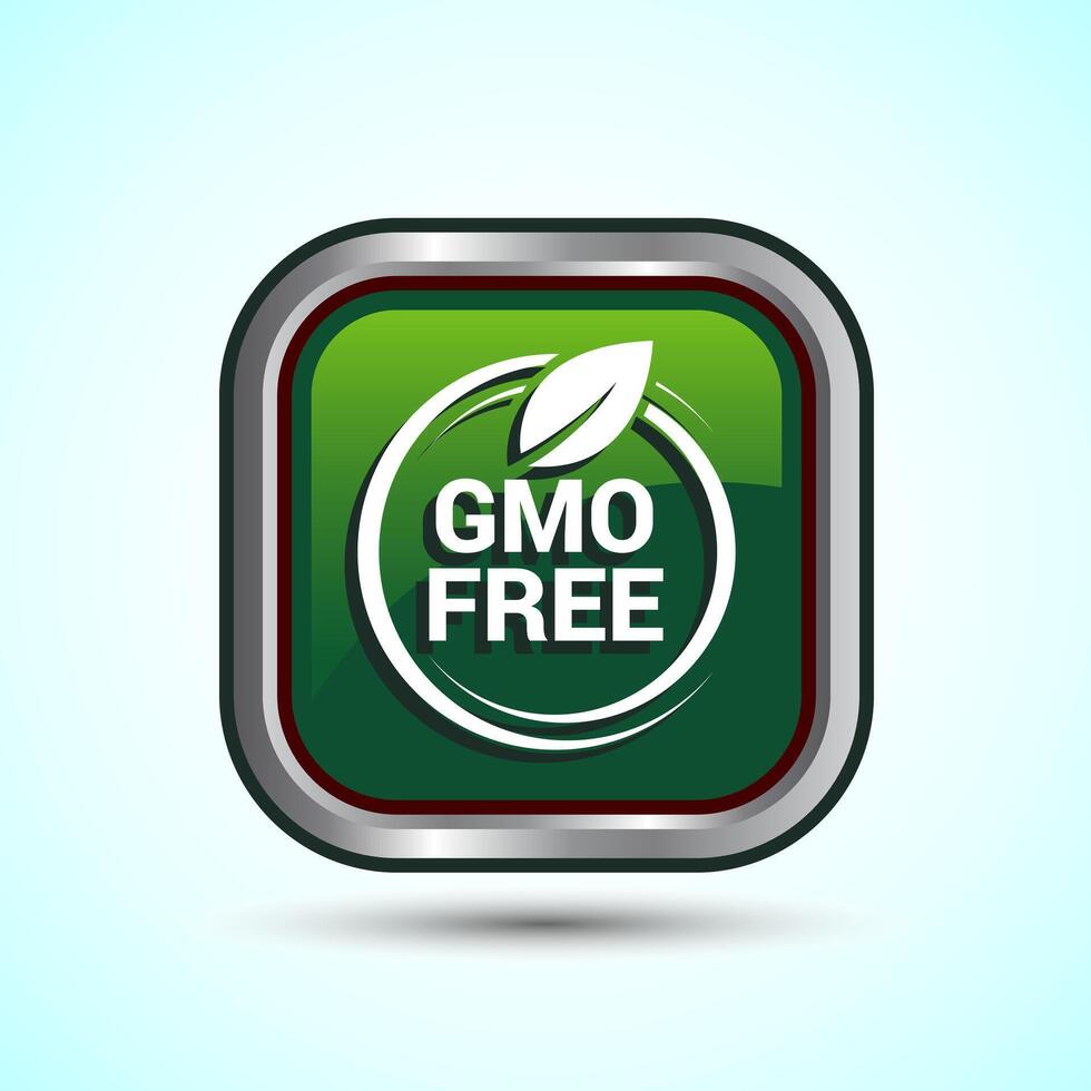 GMO Free Product Icon Design Illustration, Icon For Web and mobile application, Green Color Square Button Design vector