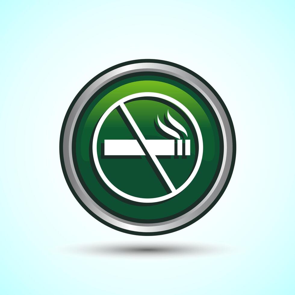 No Smoking Sign Icon Design Illustration, Icon For Apps and Websites, Green Color Round Button Design vector