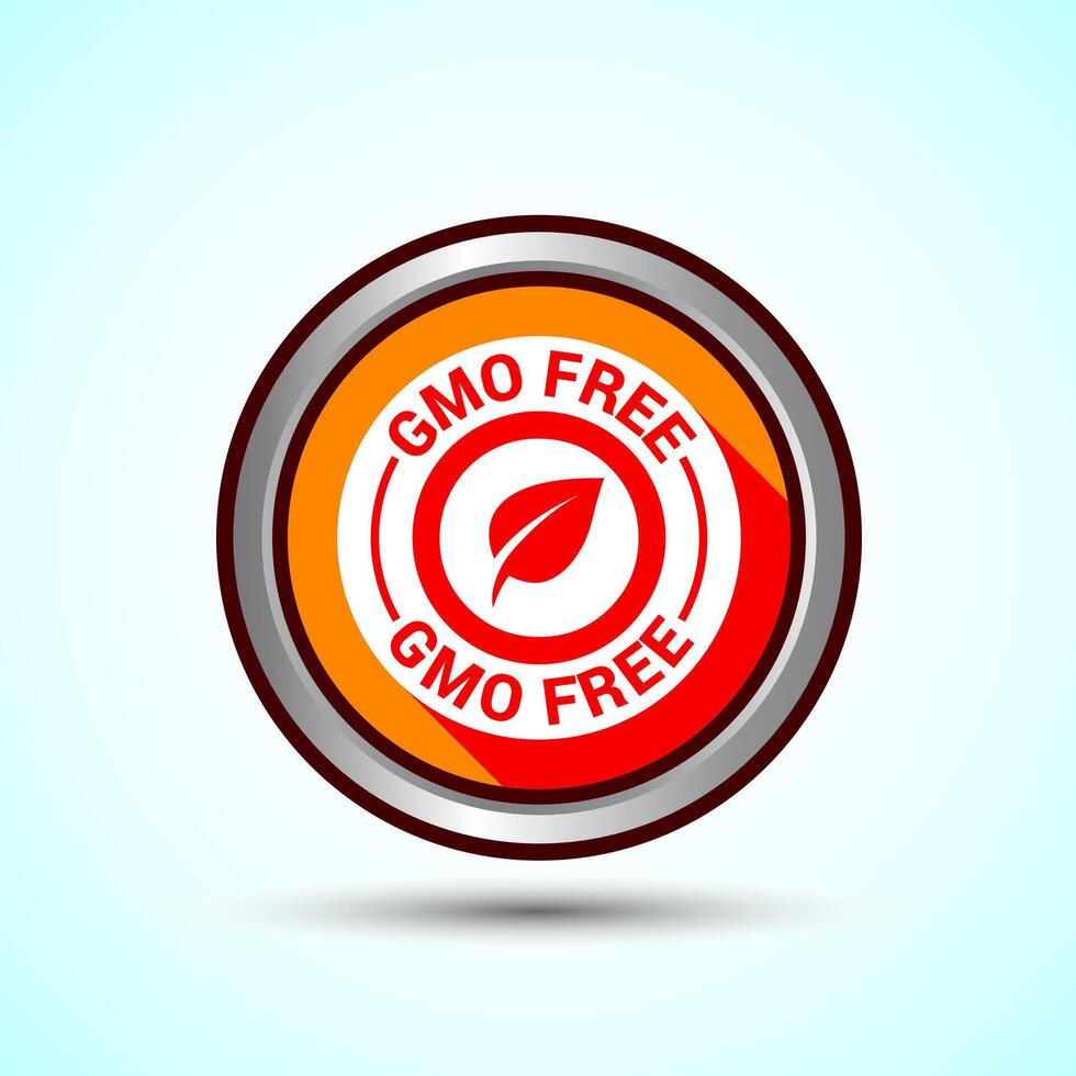 GMO Free Product Icon Design Illustration, Icon For Web and mobile application, Orange Shadow Button Design vector