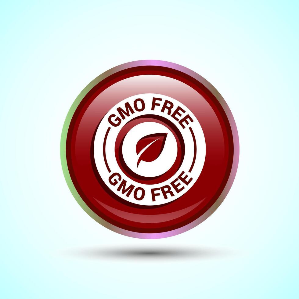GMO Free Product Icon Design Illustration, Icon For Web and mobile application, Red Color Round Button Design vector