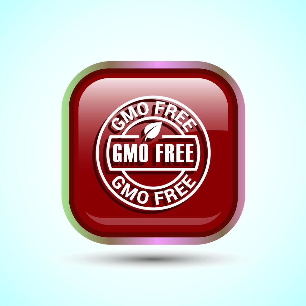 GMO Free Product Icon Design Illustration, Icon For Web and mobile application, Red Color Square Button Design vector