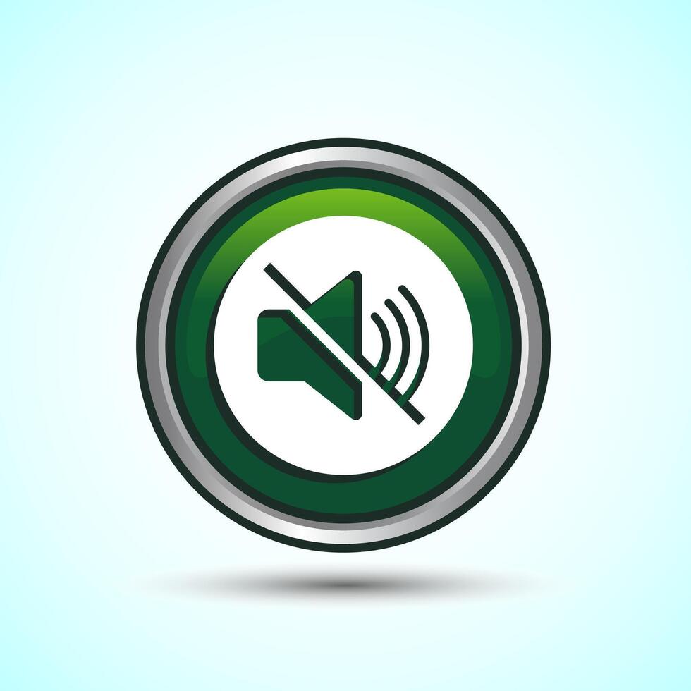 Volume Icon Design Illustration, Sound Icon For Apps and Websites, Green Color Round Button Design vector