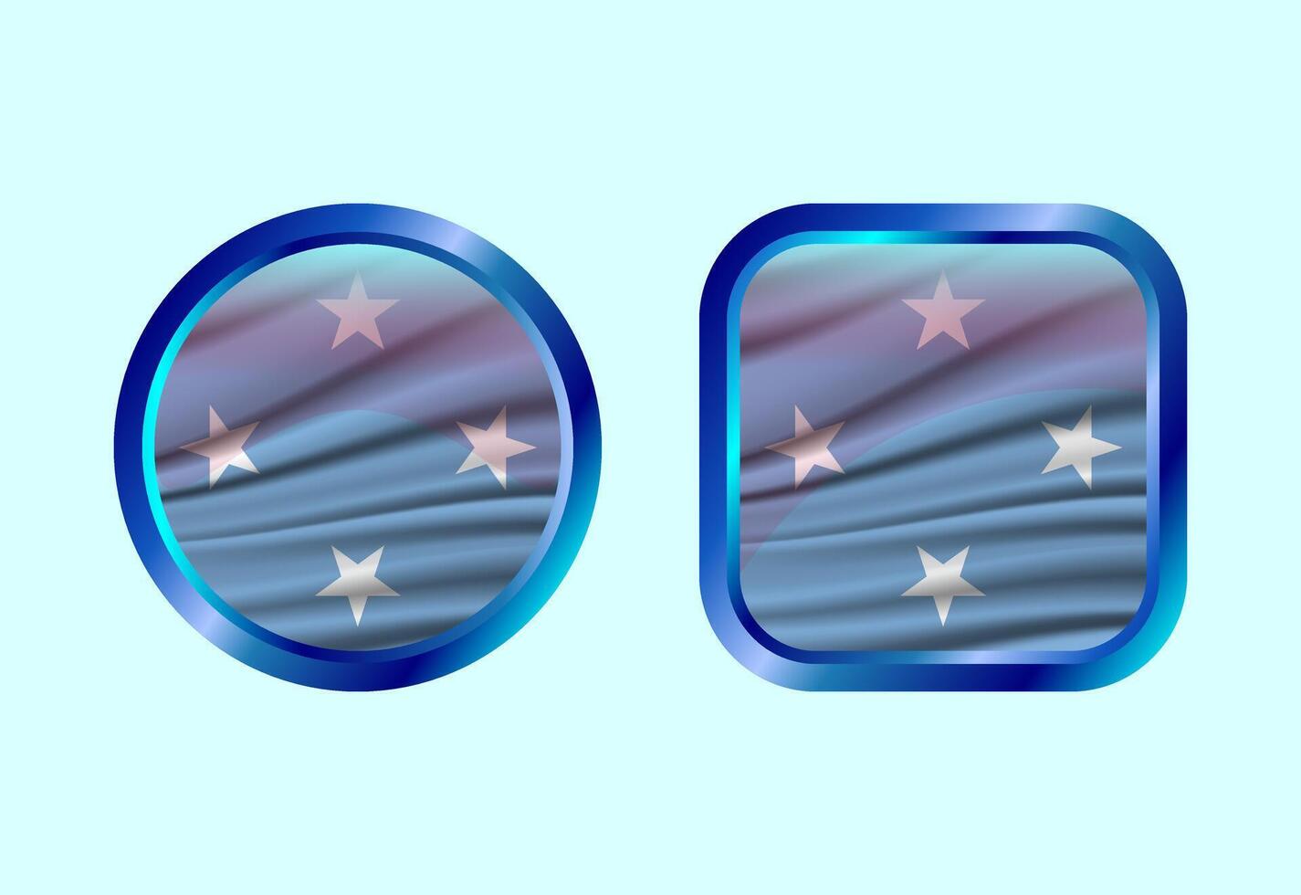 Glossy flag button of Micronesia, High quality web button design vector