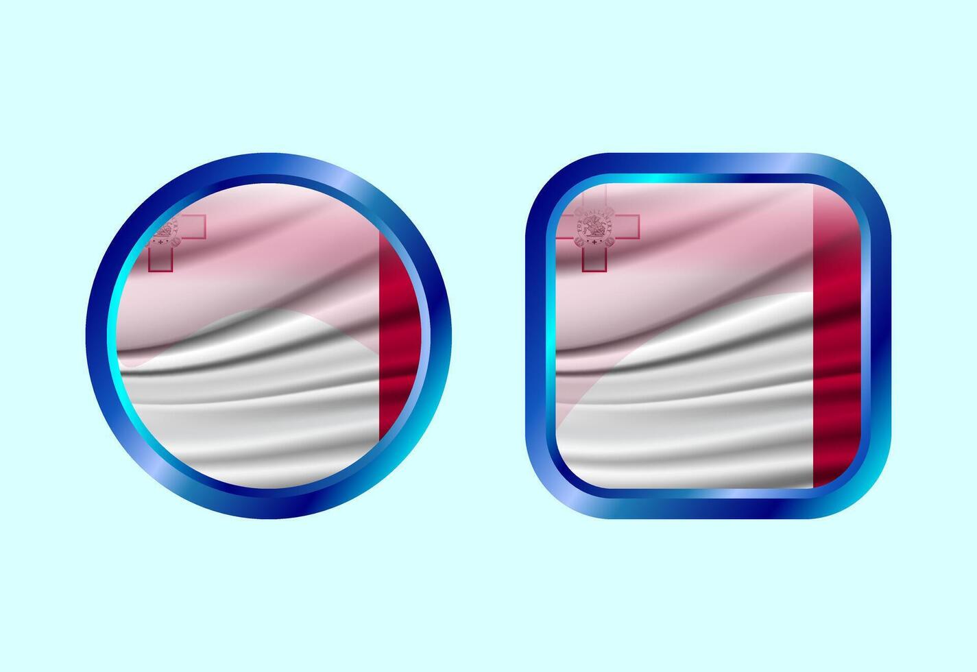 Glossy flag button of Malta, High quality web button design vector