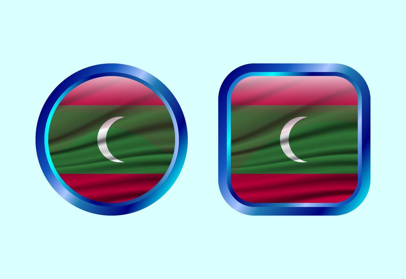 Glossy flag button of Maldives, High quality web button design vector
