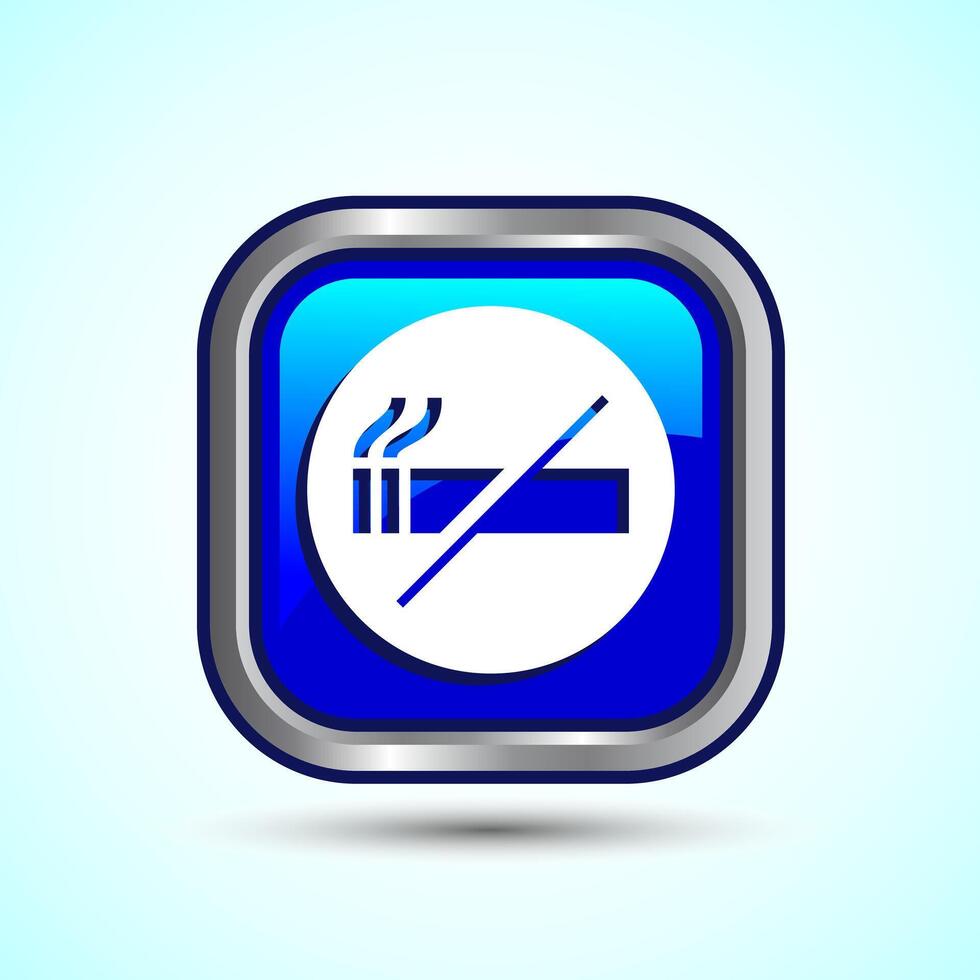 No Smoking Sign Icon Design Illustration, Icon For Apps and Websites, Blue Color Square Button Design vector