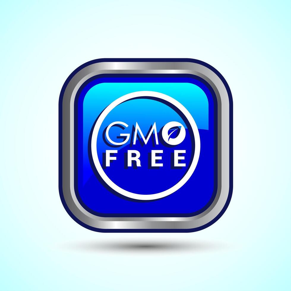 GMO Free Product Icon Design Illustration, Icon For Web and mobile application, Blue Color Square Button Design vector
