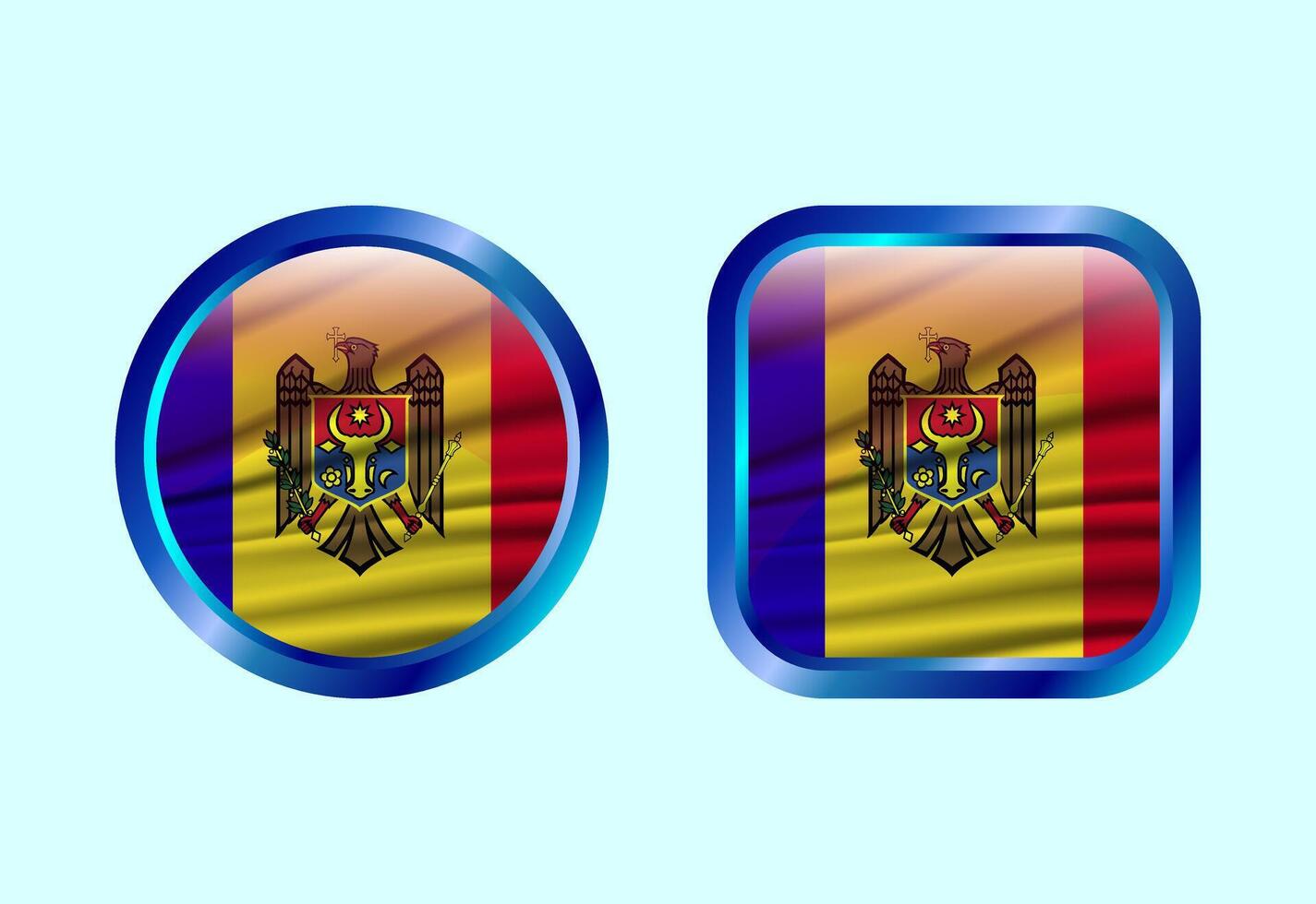 Glossy flag button of Moldova, High quality web button design vector