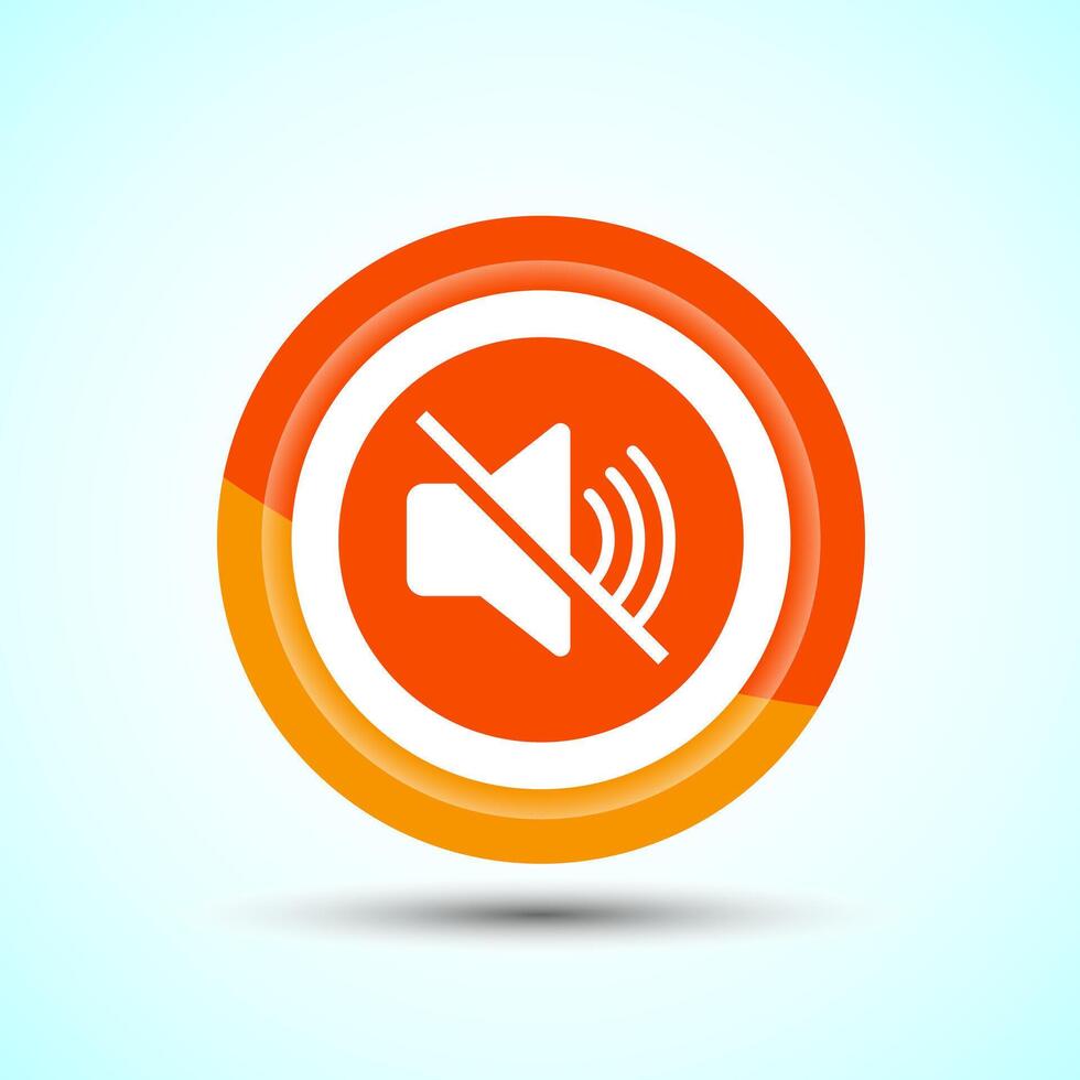 Volume Icon Design Illustration, Sound Icon For Apps and Websites, Orange Color Button Design vector
