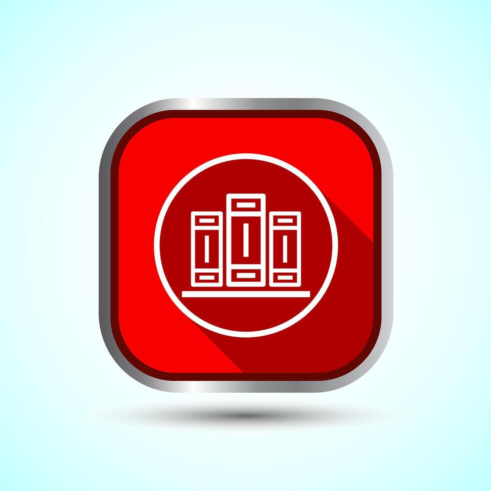 Book Icon Design Illustration, Book Icon For Apps and Websites, Red Shadow Button Design vector