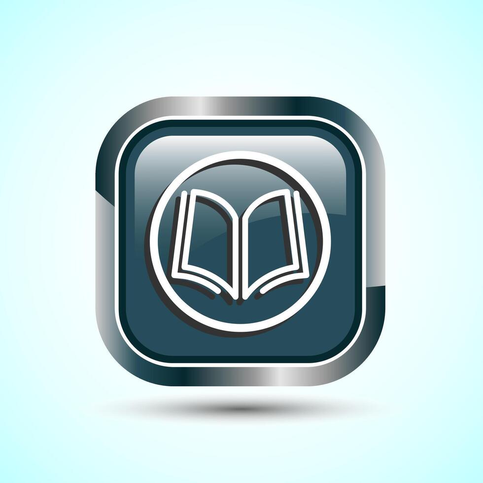 Book Icon Design Illustration, Book Icon For Apps and Websites, Gray Color Square Button Design vector