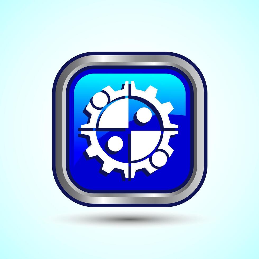 Teamwork Icon Design Illustration, Cooperation Icon For Apps and Websites, Blue Color Square Button Design vector