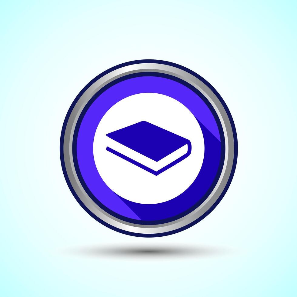 Book Icon Design Illustration, Book Icon For Apps and Websites, Blue Shadow Button Design vector