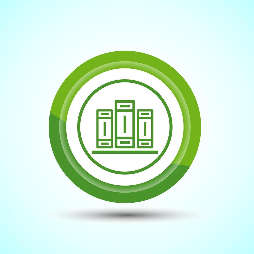 Book Icon Design Illustration, Book Icon For Apps and Websites, Green Color Button Design vector