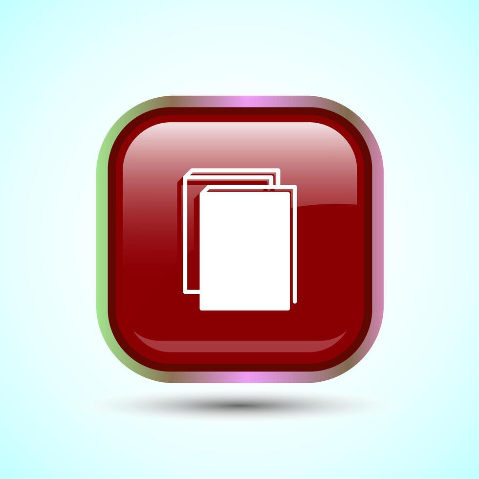 Book Icon Design Illustration, Book Icon For Apps and Websites, Red Color Square Button Design vector