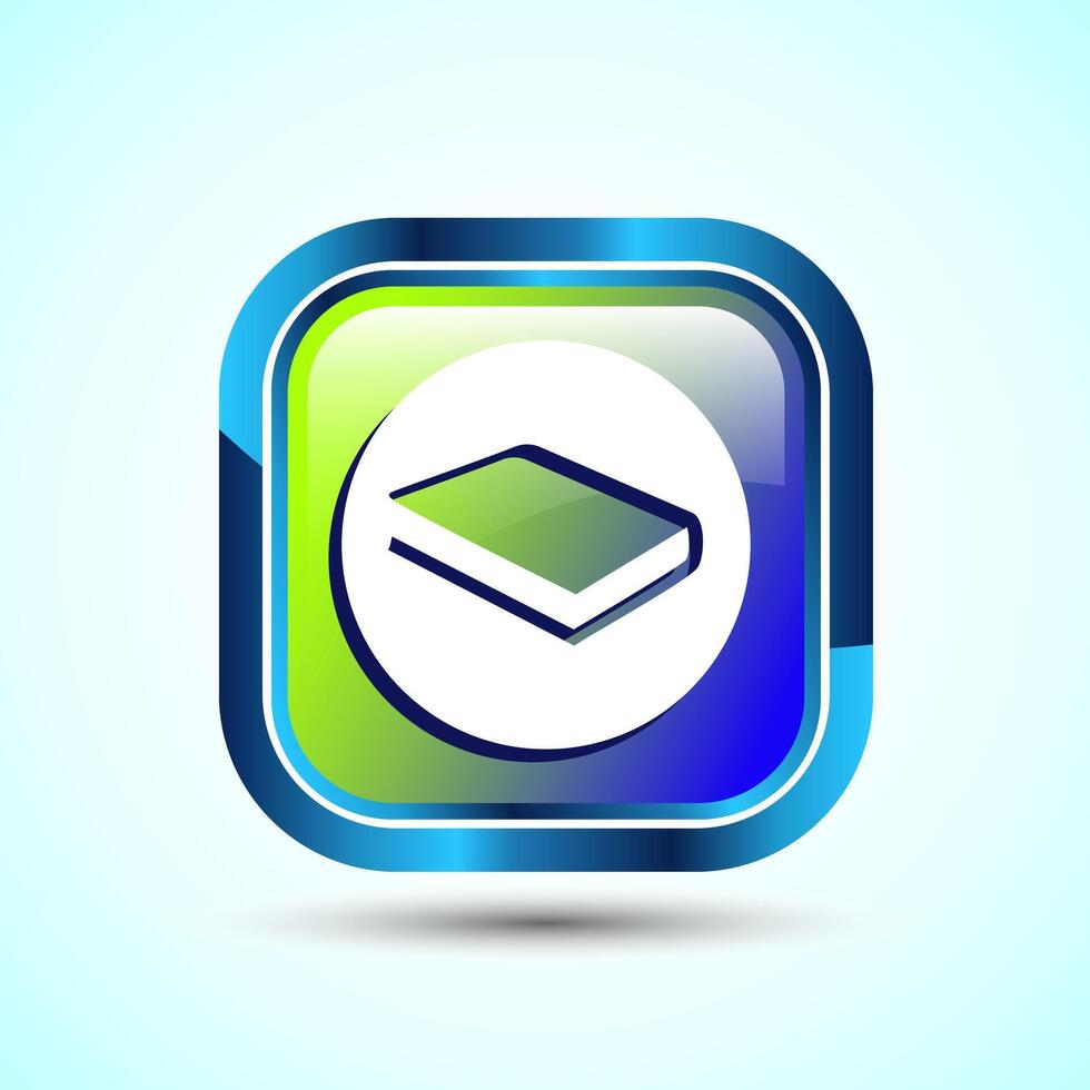 Book Icon Design Illustration, Book Icon For Apps and Websites, Glossy Square Button Design vector
