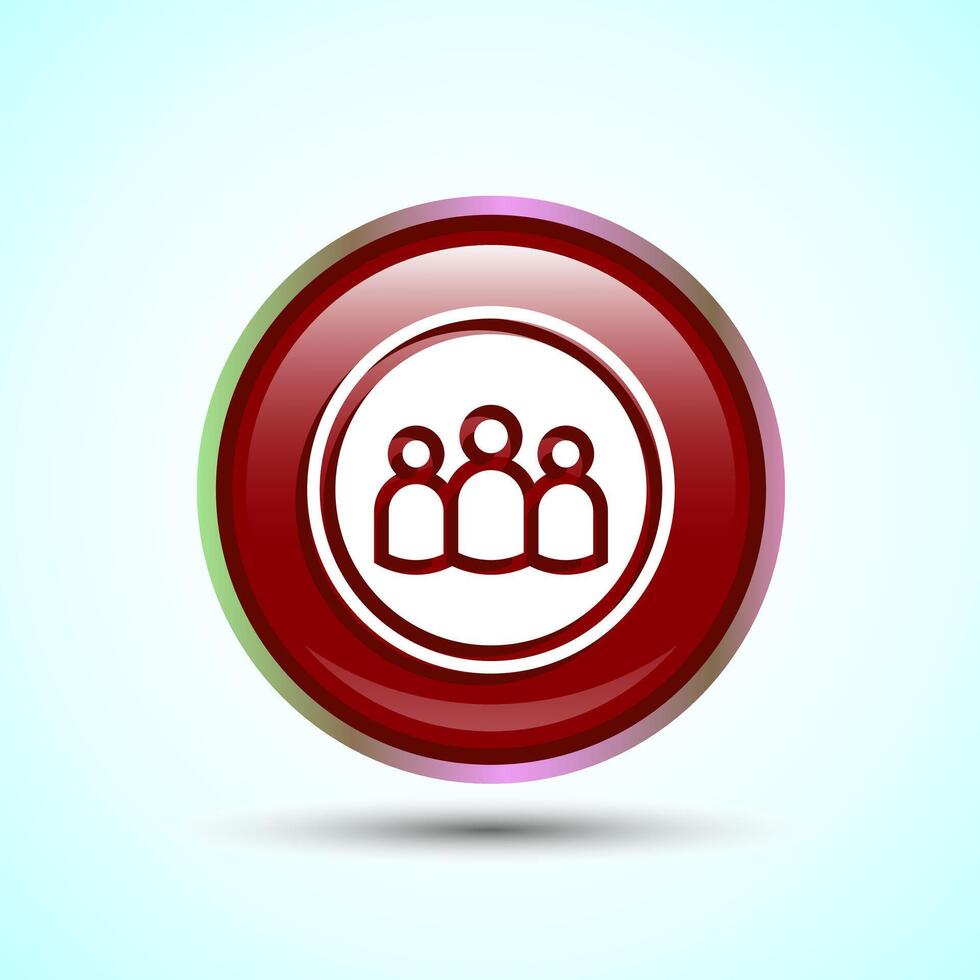 Teamwork Icon Design Illustration, Cooperation Icon For Apps and Websites, Red Color Round Button Design vector