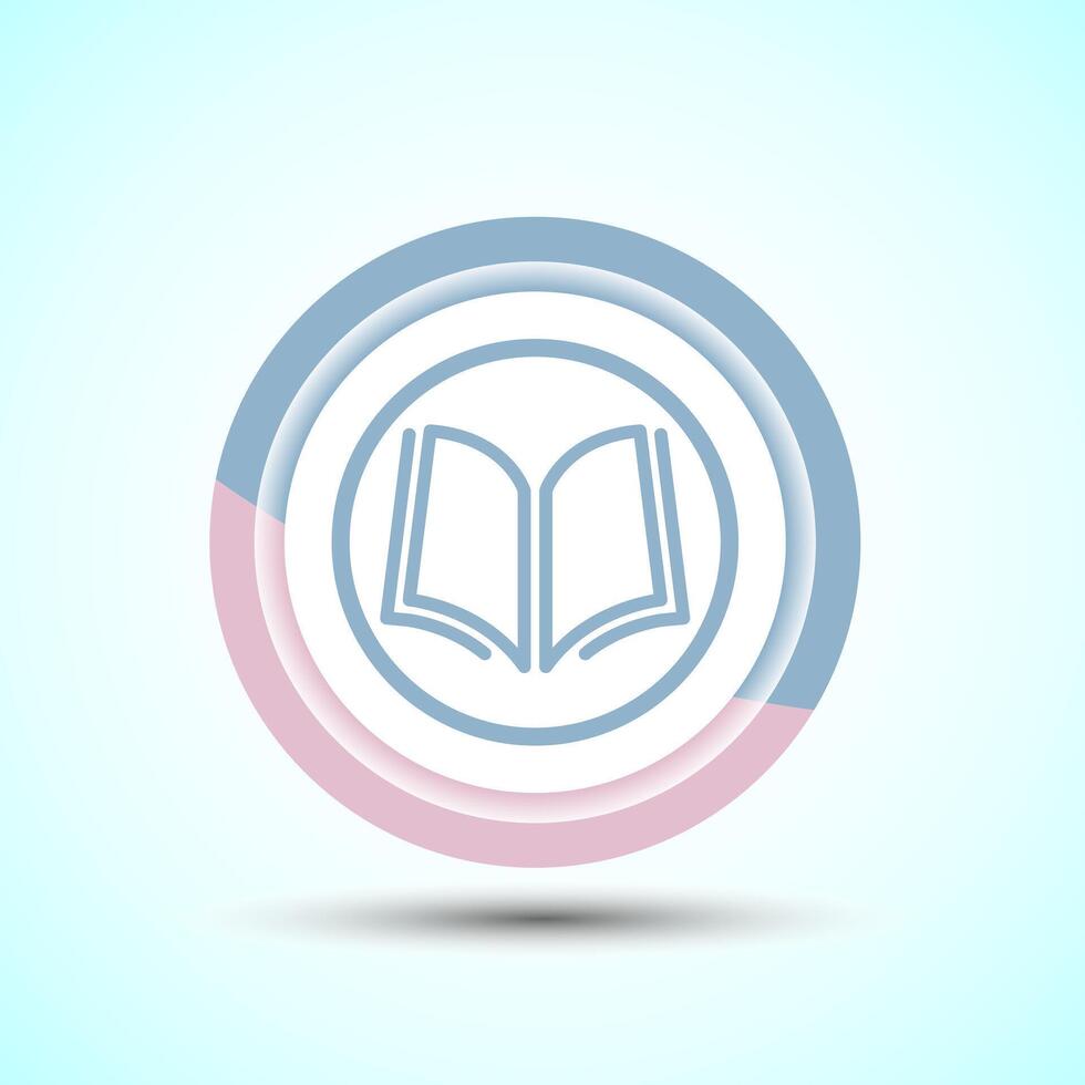 Book Icon Design Illustration, Book Icon For Apps and Websites, Pastel Color Button Design vector