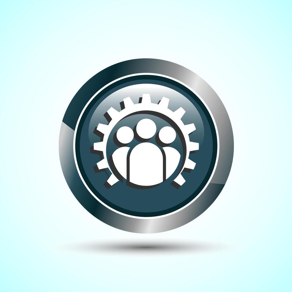 Teamwork Icon Design Illustration, Cooperation Icon For Apps and Websites, Gray Color Round Button Design vector